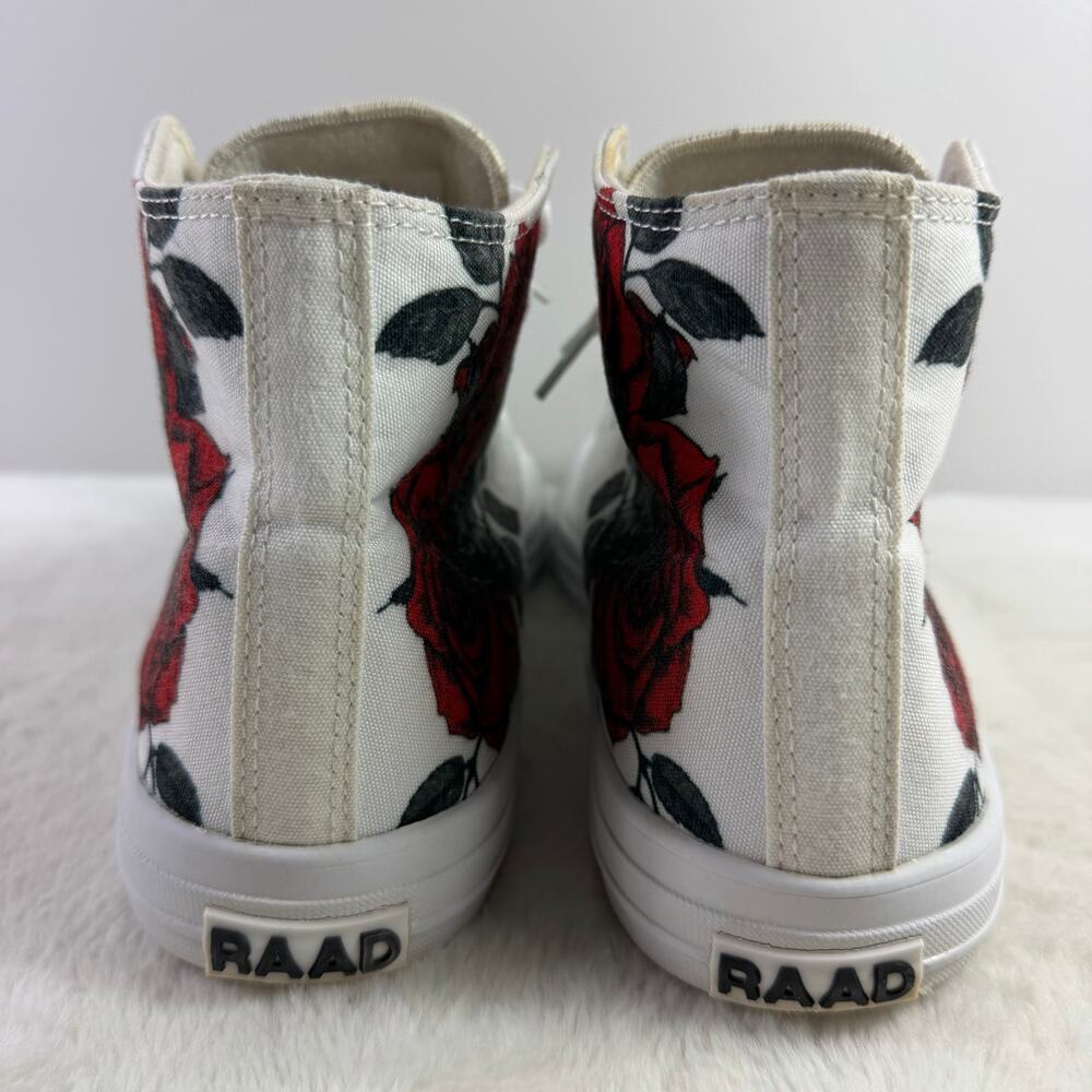 White High-Top Athletic Sneaker with Red Rose Graphic - Picture 4 of 9